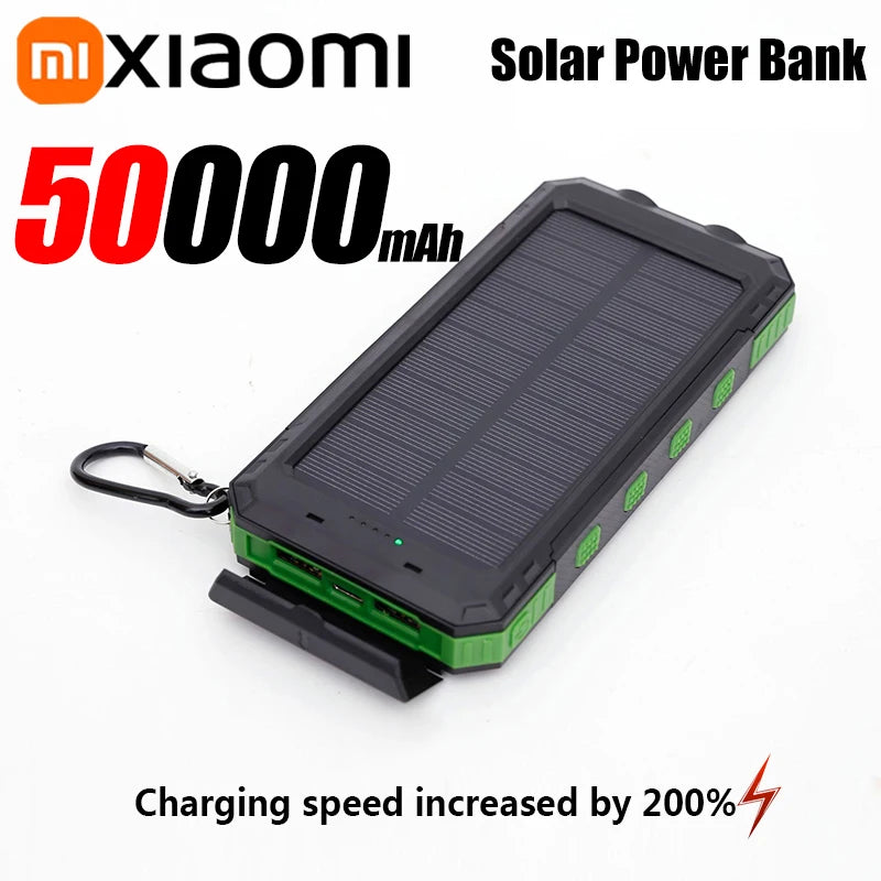 Solar Power Bank Portable Large Capacity Charger Compatible with Fast Charging