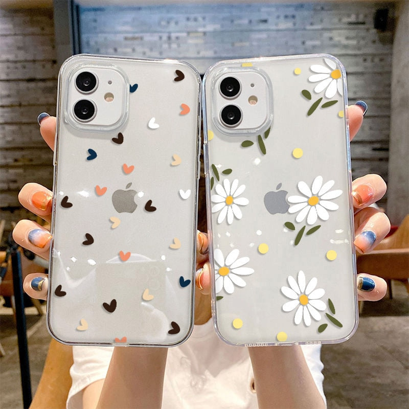 Flower Phone Case For iPhone Case iPhone 12 13 Pro Max 12 14 Plus Clear Cover
