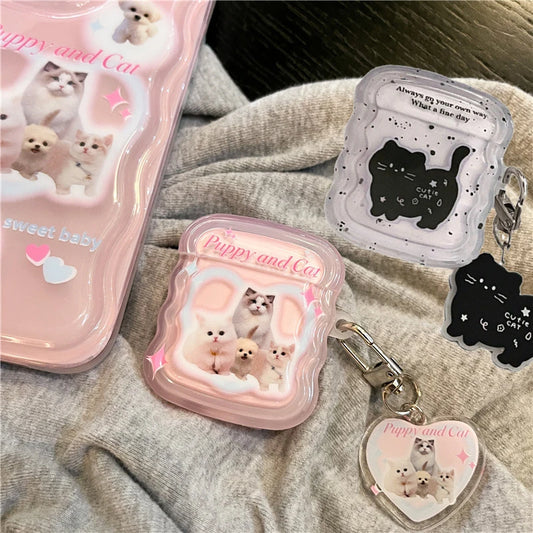 Cat Case For Apple Airpods Pro 2nd Headphone Cover For AirPods 1 2 3 Protective Case Keychain