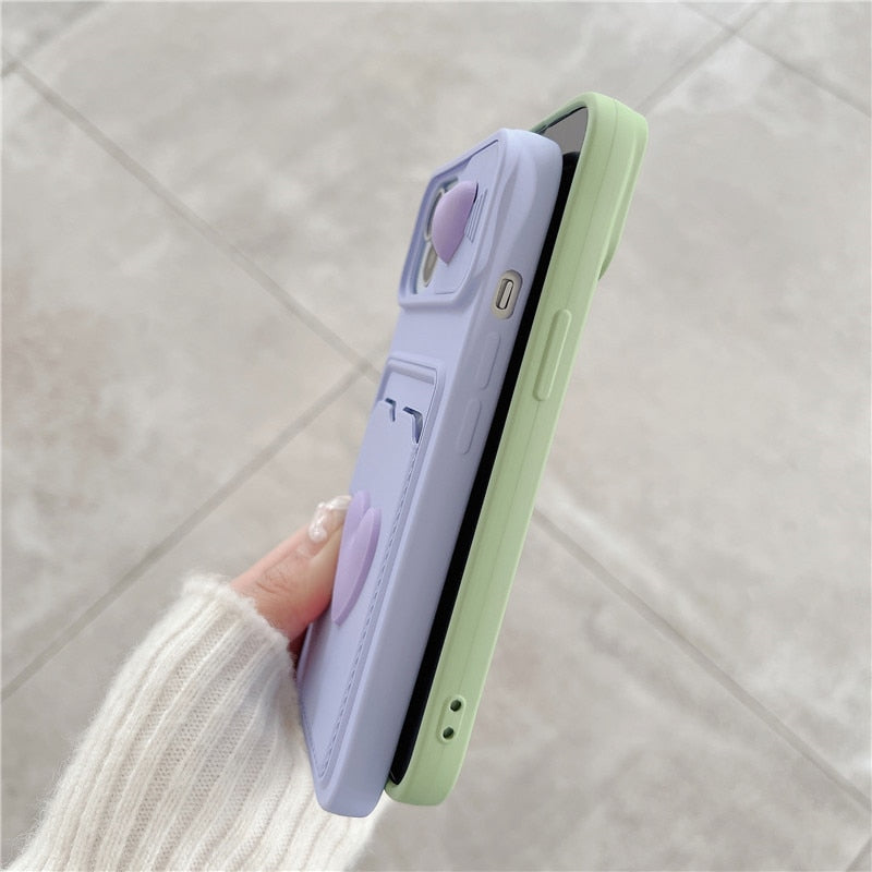 CuteSilicone Wallet Card Case For iPhone 14 13 12 Pro Max Plus Cover