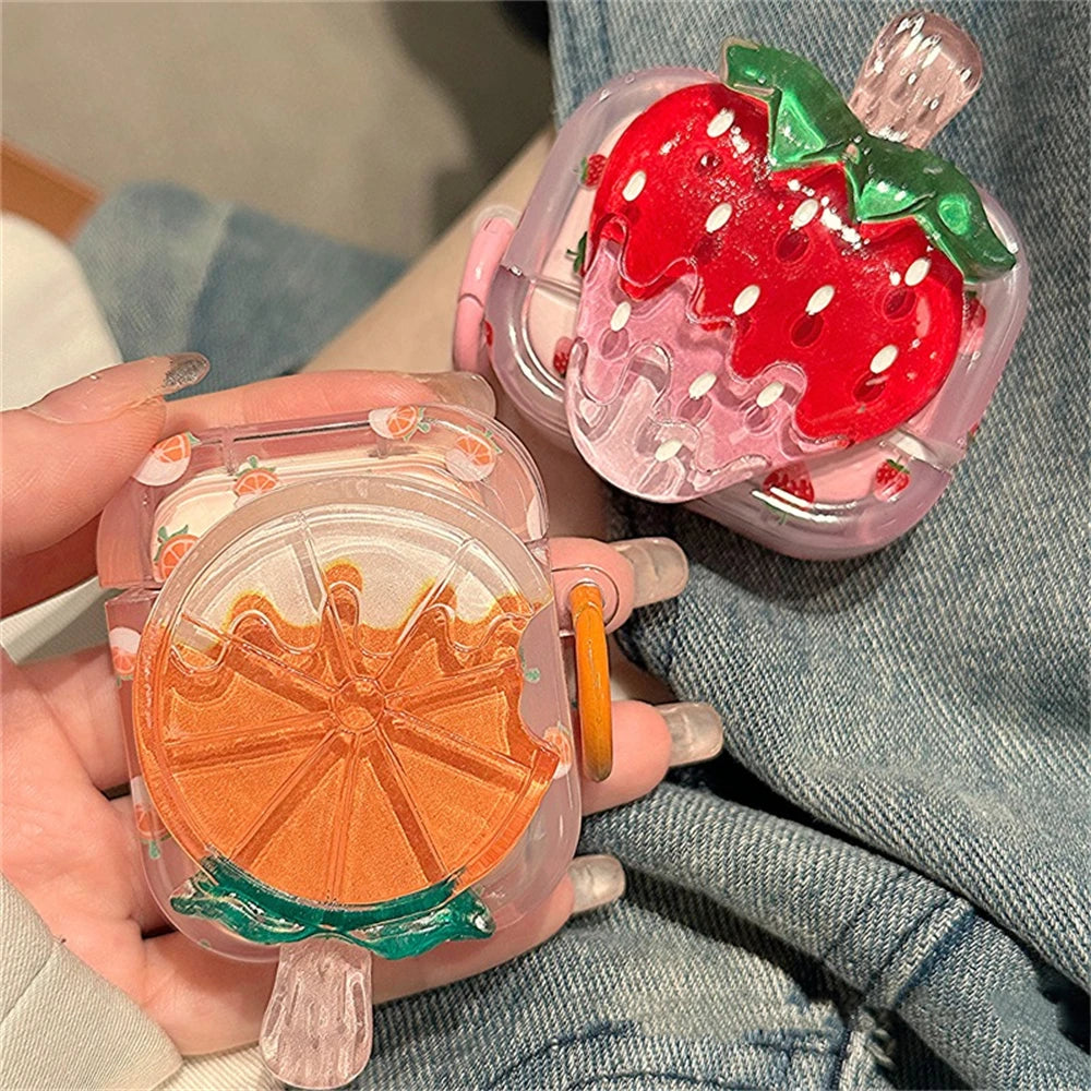 Strawberries Orange Headphones Case For AirPods 1 2 3 With Case