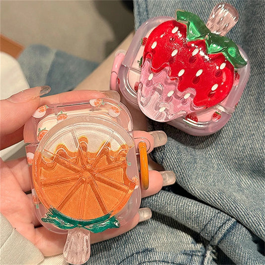 Strawberries Orange Headphones Case For AirPods 1 2 3 With Case