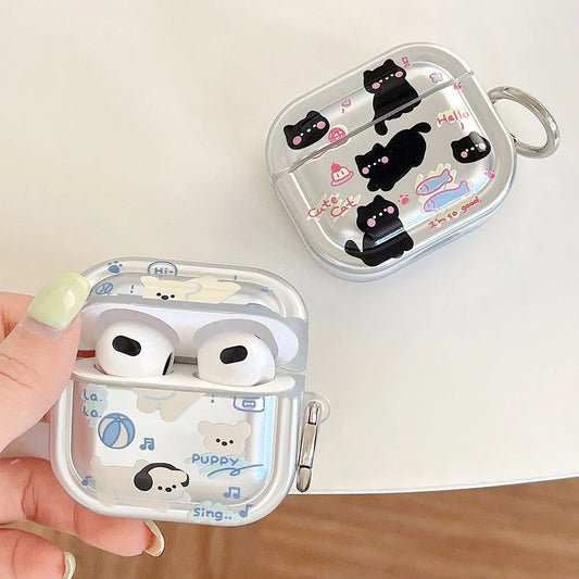 Silver Case For Airpods Pro 2 1 3 Cartoon attern Earphone