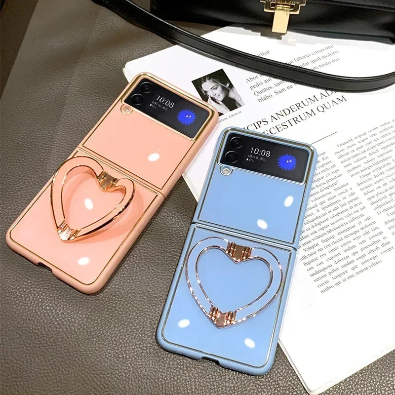 Cute Love Heart Bracket Case for Samsung Galaxy Z Flip Cover