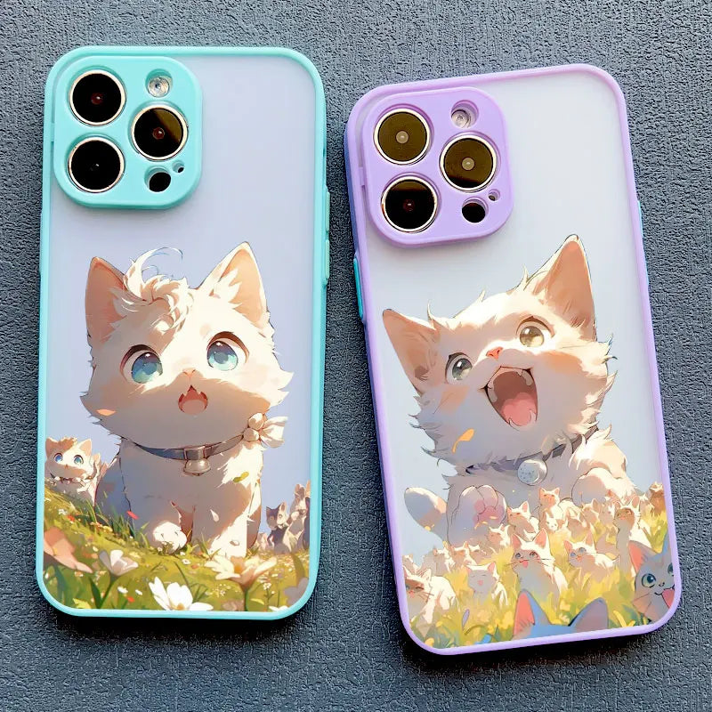 Phone Case For iPhone 13 12 Pro Max 15 14 Pro Max Plus Cute Cat Covers