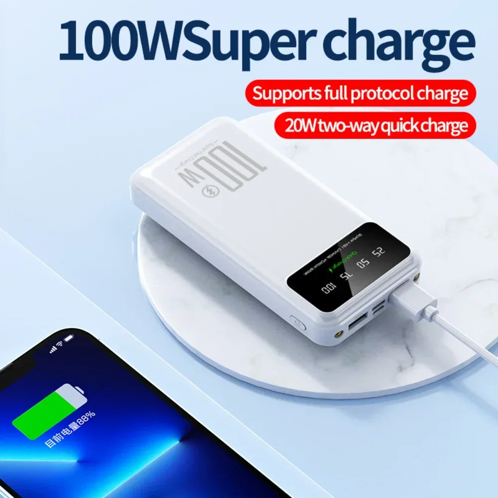 High Capacity 100W Fast Charging Power Bank Portable Charger Battery Pack Powerbank