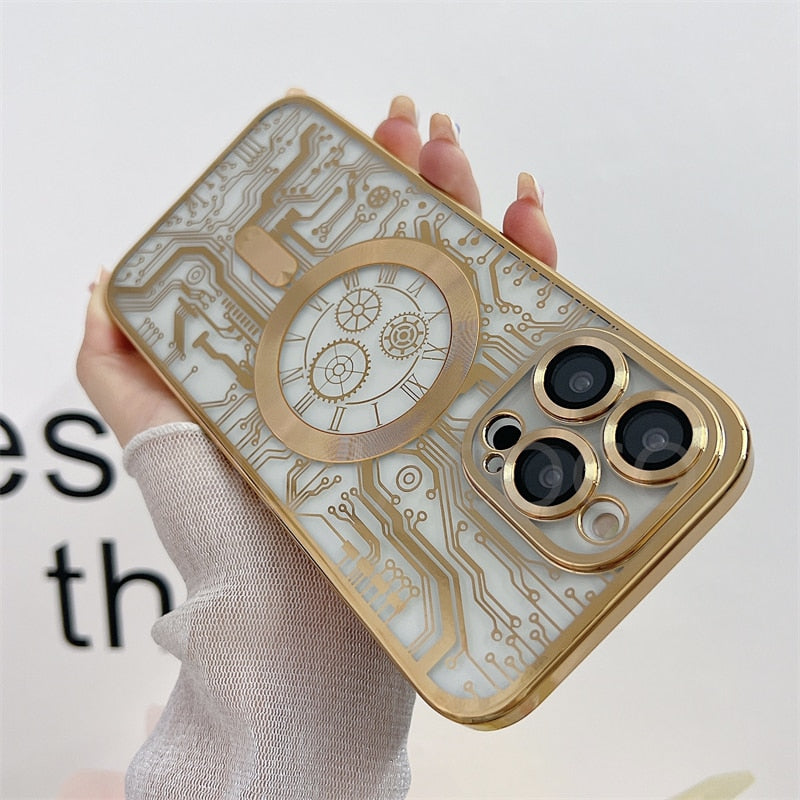 Fashion Case For Magsafe For iPhone 15 14 13 12 Pro Max Clear Magnetic Cover