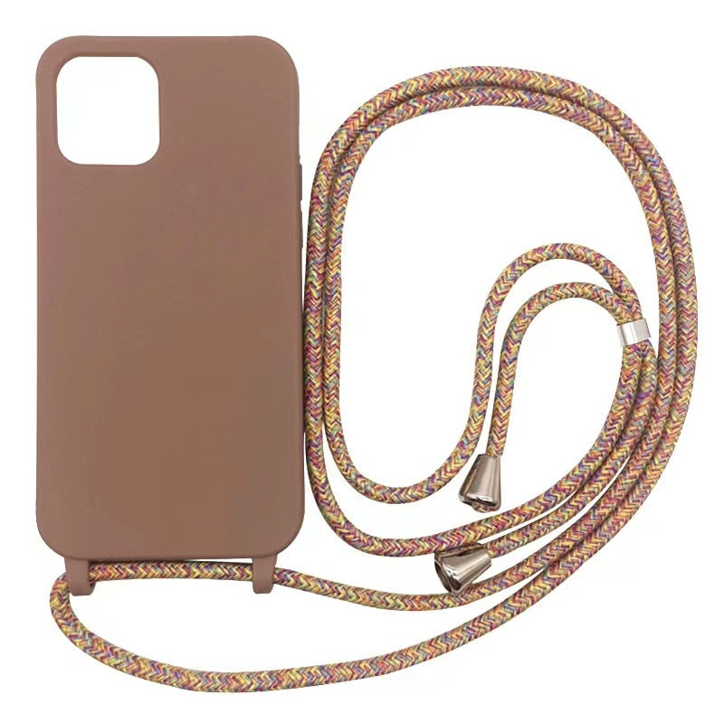 Liquid Silicone Crossbody Lanyard Phone Case For iPhone 15 14 13 12 Pro Max Plus