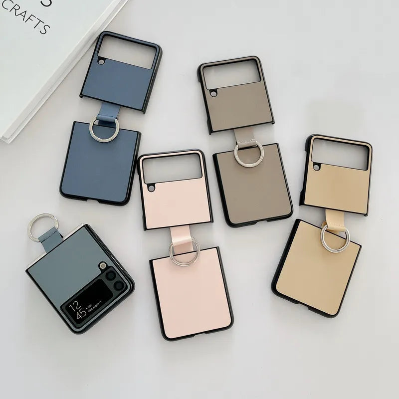 Solid Color Holder Folding Case For Samsung Galaxy Z Flip 5 Flip 4 Flip 3 5G Z Flip3 Z5