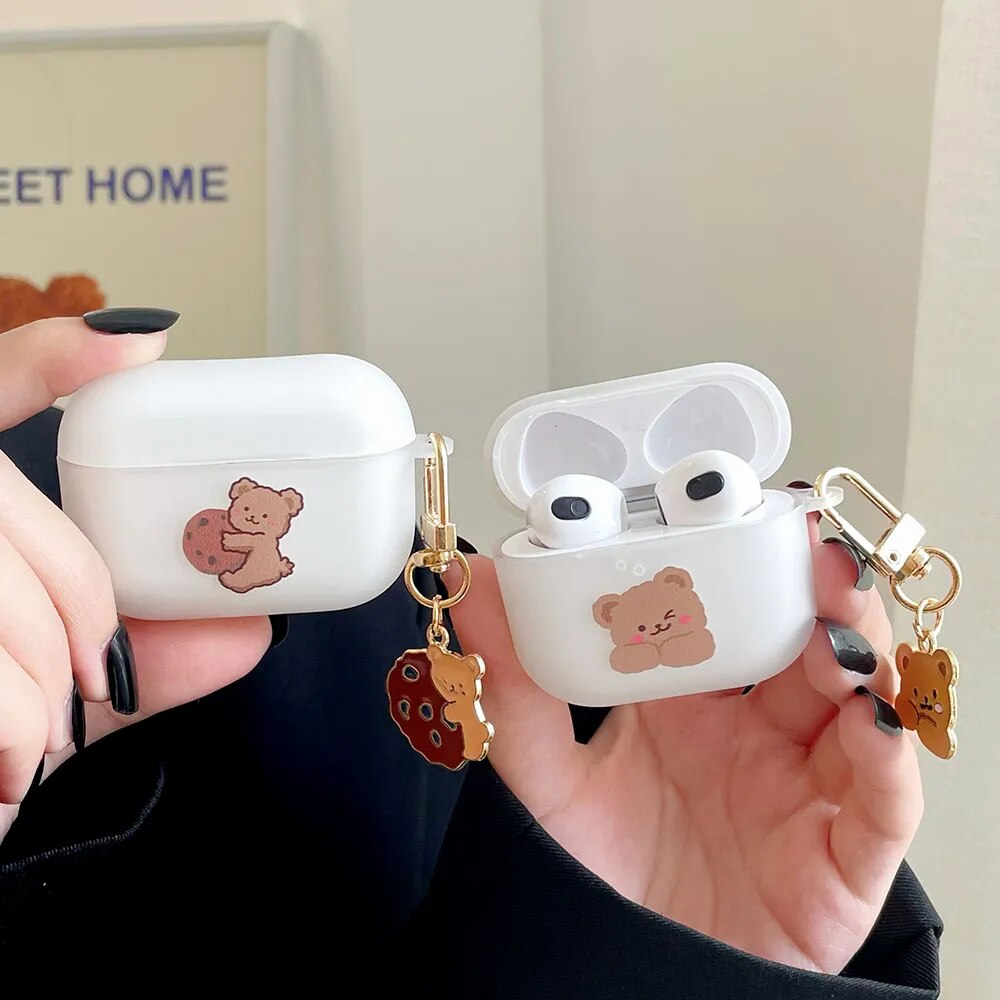 Case for AirPods 3 2 Soft Cute Cover For AirPods Pro Headset Cases with Keyring