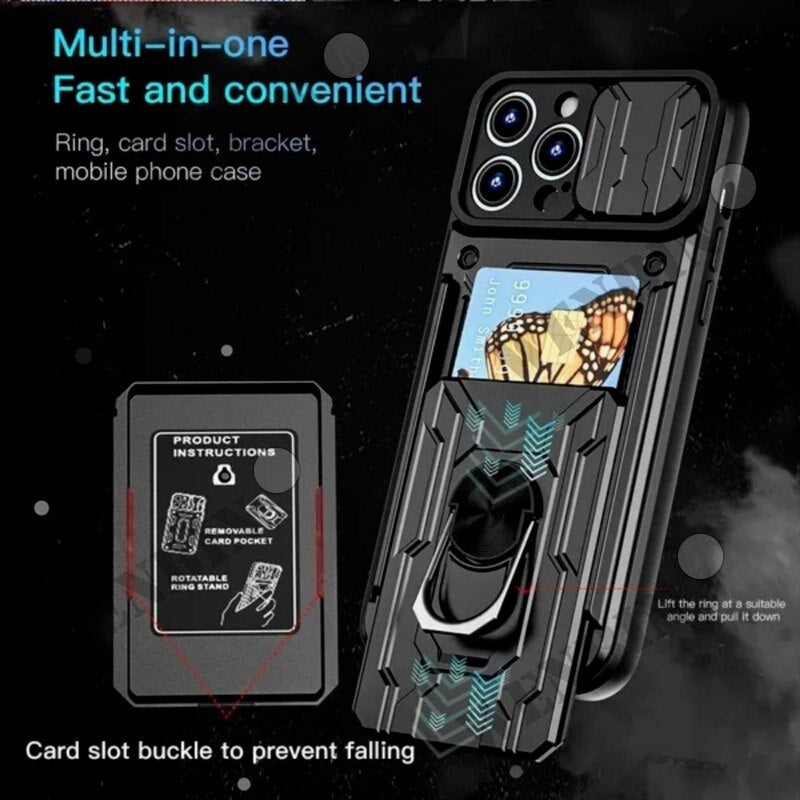 Case For iPhone 15 14 13 Pro Max Plus Card Slot Cover