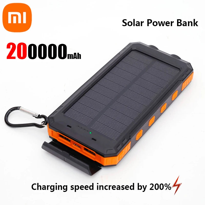 200000mAh Solar Power Bank Portable Large Capacity Charger Compatible with Fast Charging