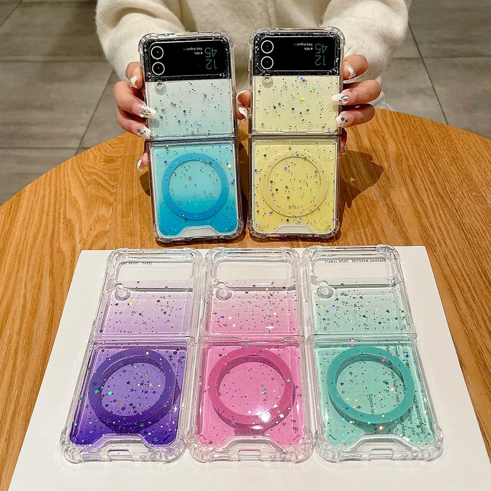 For Samsung Z Flip Magsafe Glitter Folding Phone Case