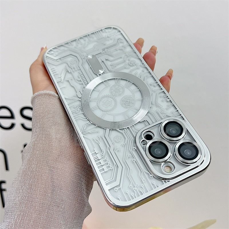 Fashion Case For Magsafe For iPhone 15 14 13 12 Pro Max Clear Magnetic Cover