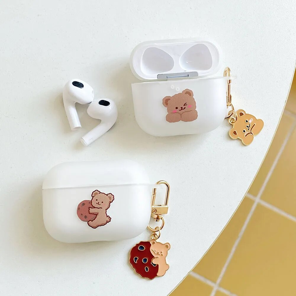 Case for AirPods 3 2 Soft Cute Cover For AirPods Pro Headset Cases with Keyring