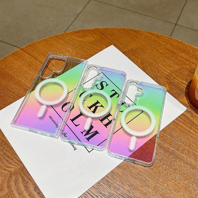 For Magsafe Magnetic Soft Rainbow Phone Case