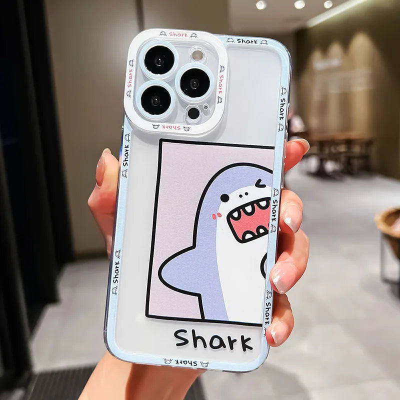 Phone Case For iphone 13 12 14 15 Pro Max Plus Cartoon Soft Silicone Cover