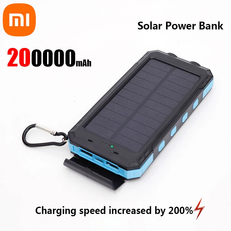 200000mAh Solar Power Bank Portable Large Capacity Charger Compatible with Fast Charging