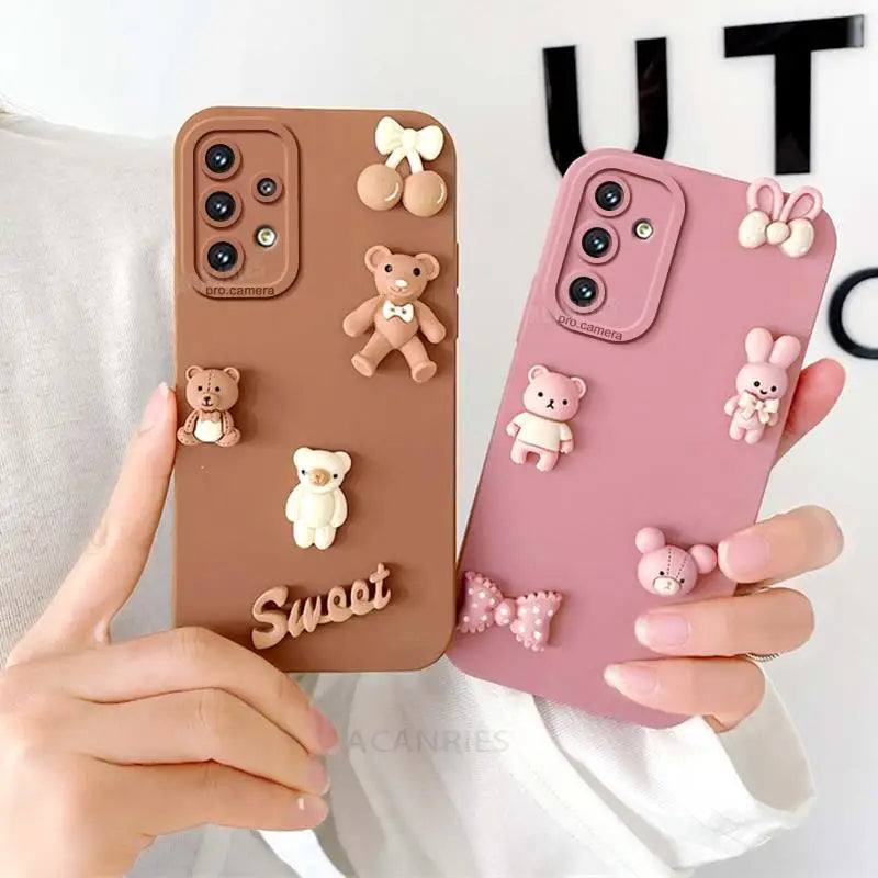 Cute 3D Bears Silicone Case For Samsung Galaxy Back Cover