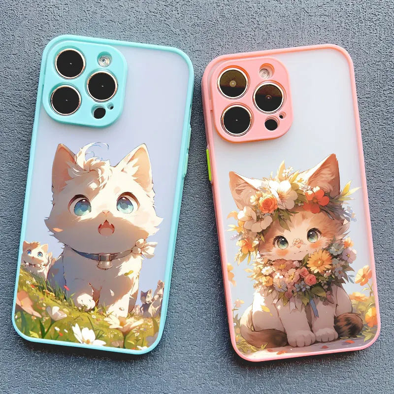 Phone Case For iPhone 13 12 Pro Max 15 14 Pro Max Plus Cute Cat Covers