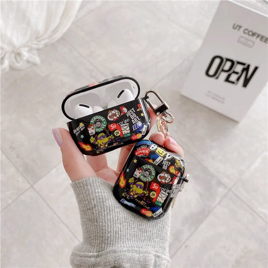 Cartoon Label Earphone Case for Apple Airpods