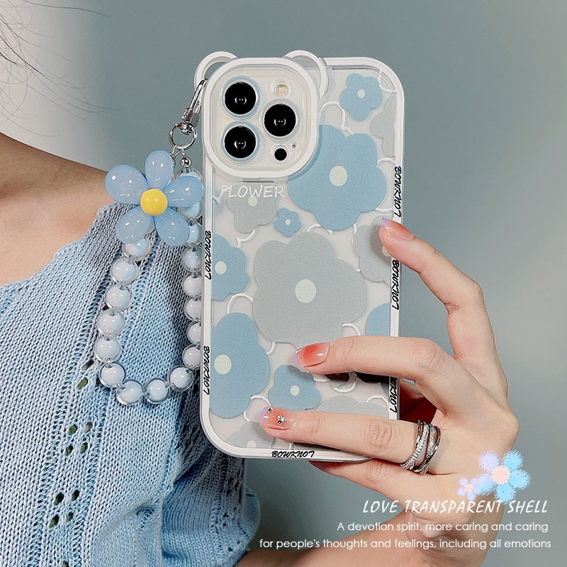 Phone Chain Silicone Case for iphone 14 13 12 Pro Max Clear Soft Cover