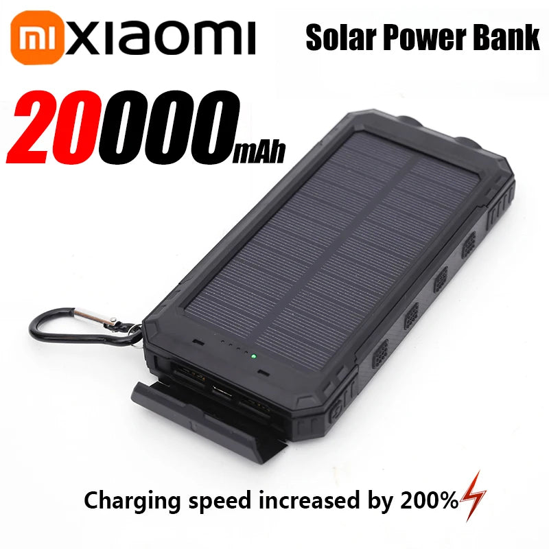Solar Power Bank Portable Large Capacity Charger Compatible with Fast Charging