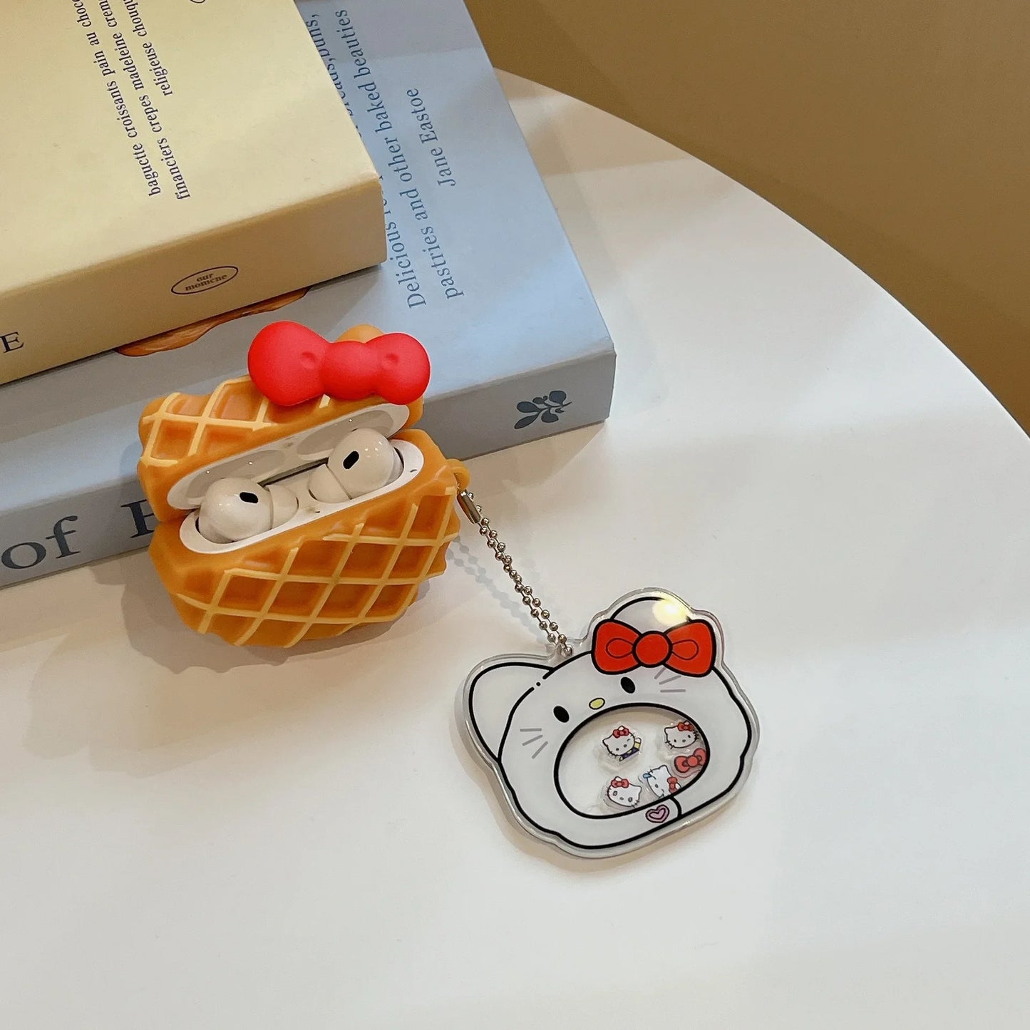 Waffle Airpods Silicone Cover With Keychain