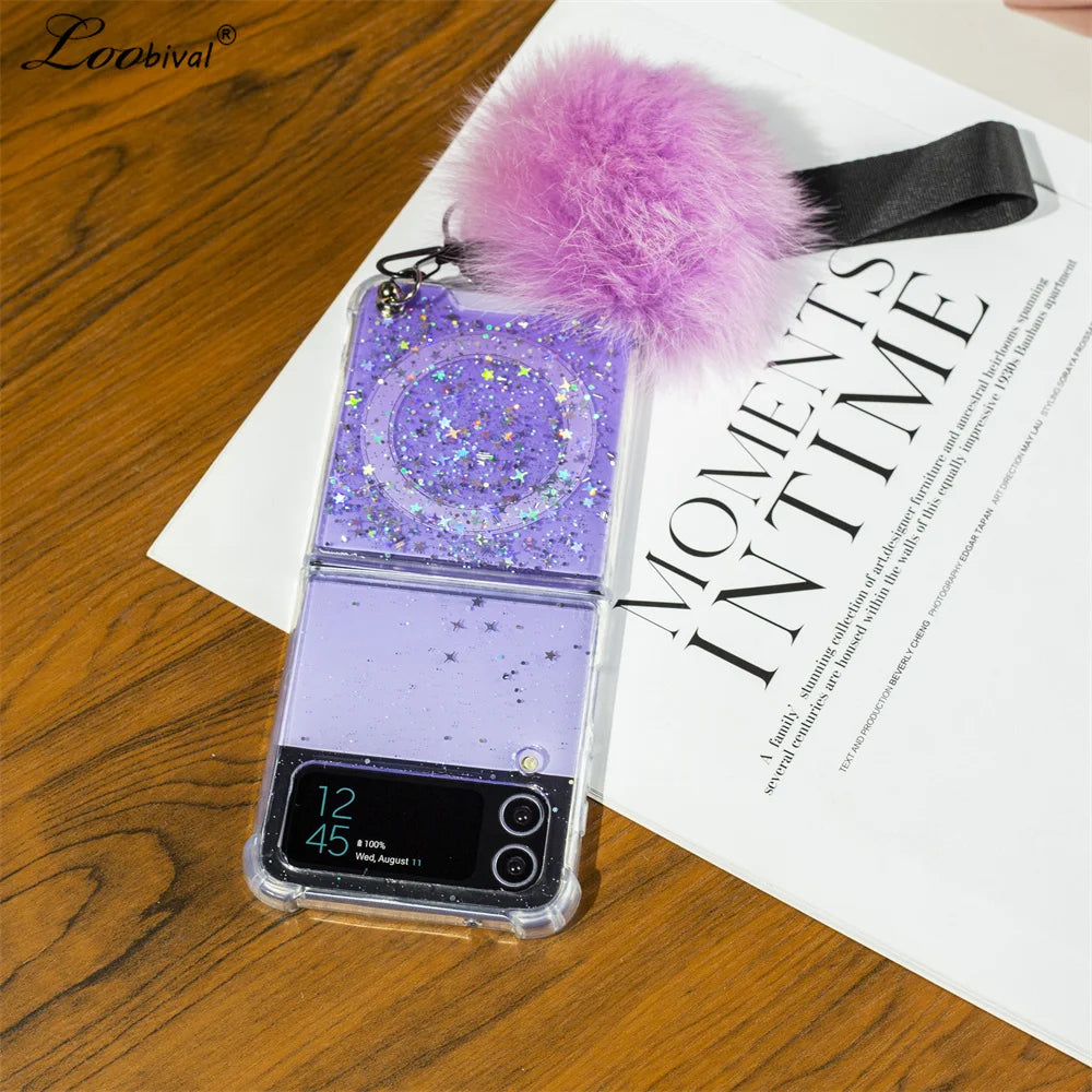 Magsafe Glitter Case For Samsung Galaxy Z Flip 5 4 3 Cover