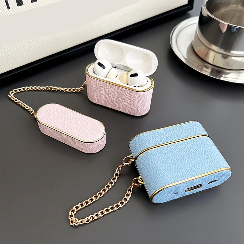 Leather Sleeve Cute Earphone Case For Airpods 1 2 3 With Wrist Strap Case Airpods Pro 2