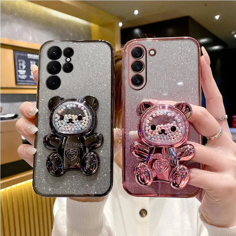 Cute Bear Holder Case On For Samsung Galaxy