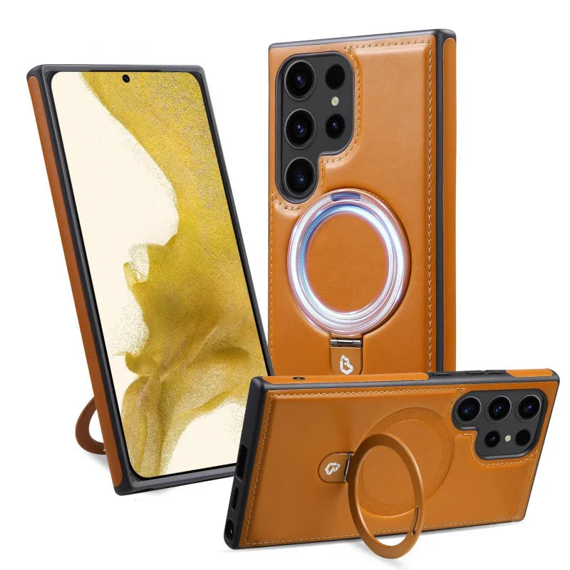 Magnetic Bracket Leather Phone Case\