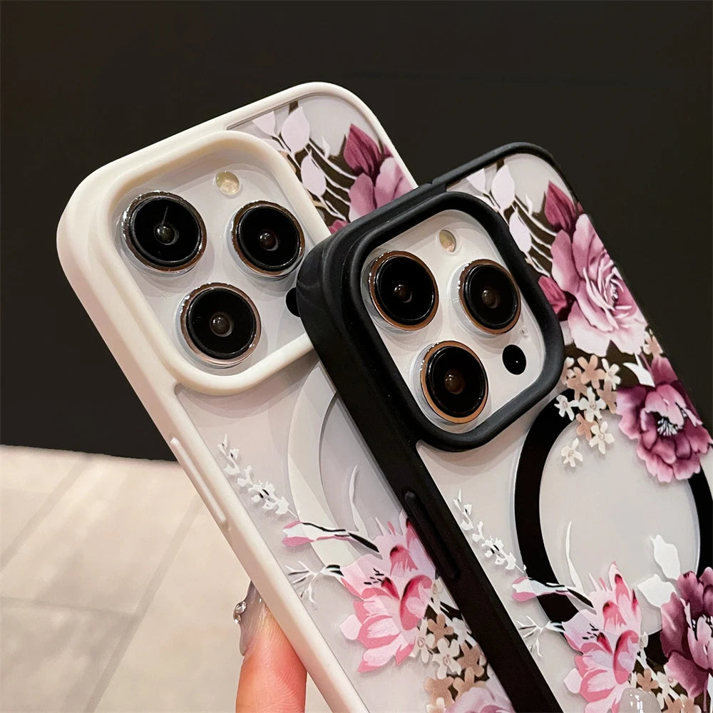 Flowers Magsafe Case For iPhone 15 12 13 14 Pro Max Cover