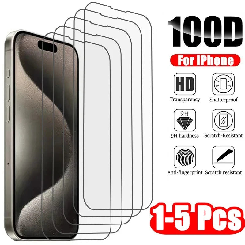 1-5Pcs Tempered Glass For iPhone Screen Protector Glass Film