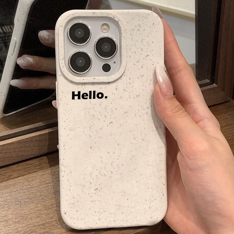 iPhone 15 14 13 12 Simple Hello Letter Phone Case