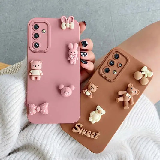 Cute 3D Bears Silicone Case For Samsung Galaxy Back Cover