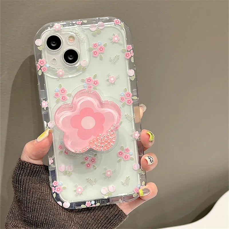 Cute Phone Case For iphone 15 14 12 13 Pro Max Plus Stand Clear Soft Cover