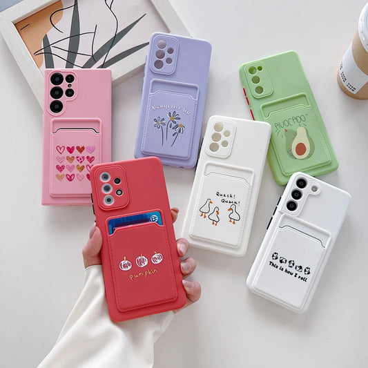 Card Slot Holder Phone Case For Samsung Galaxy S22 S20 S21 Plus Ultra S20