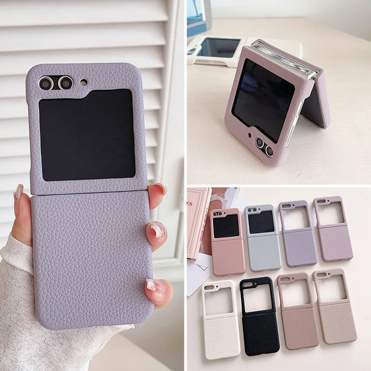 For Samsung Z Flip Leather Phone Case
