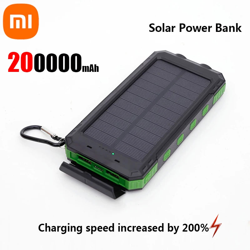 200000mAh Solar Power Bank Portable Large Capacity Charger Compatible with Fast Charging