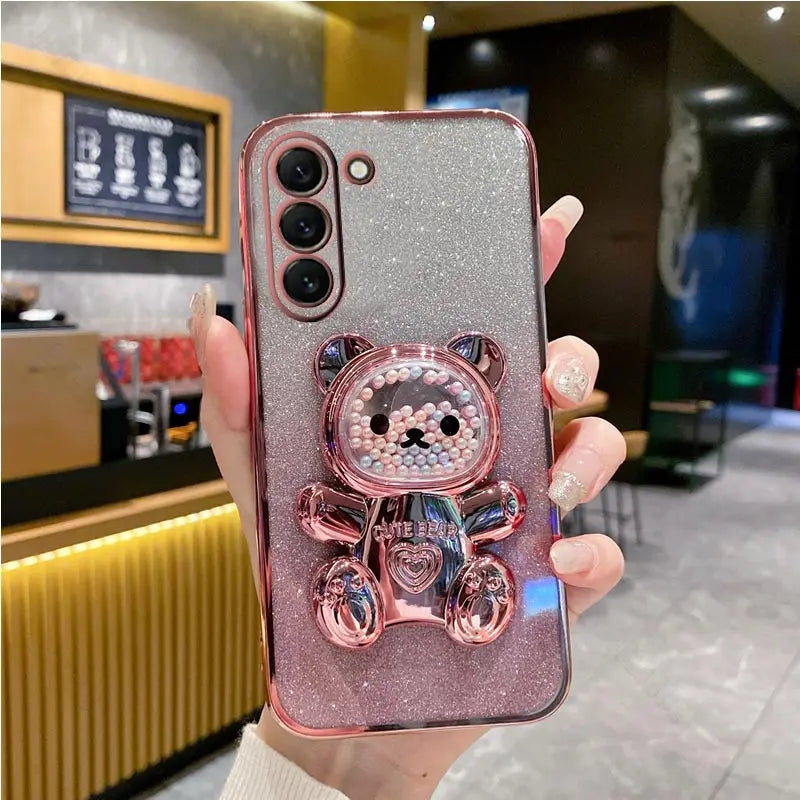 Cute Bear Holder Case On For Samsung Galaxy