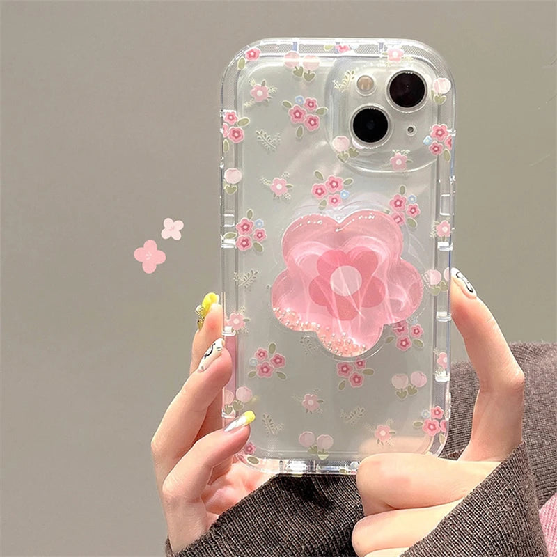 Cute Phone Case For iphone 15 14 12 13 Pro Max Plus Stand Clear Soft Cover