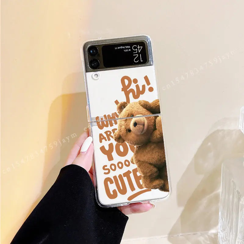 Teddy Bear Couple Phone Case For Samsung Galaxy Z Flip