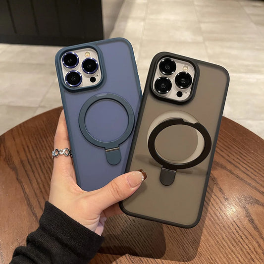 Metal Ring Stand Matte Magnetic Case
