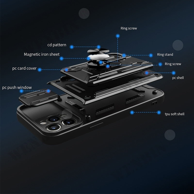 Case For iPhone 15 14 13 Pro Max Plus Card Slot Cover