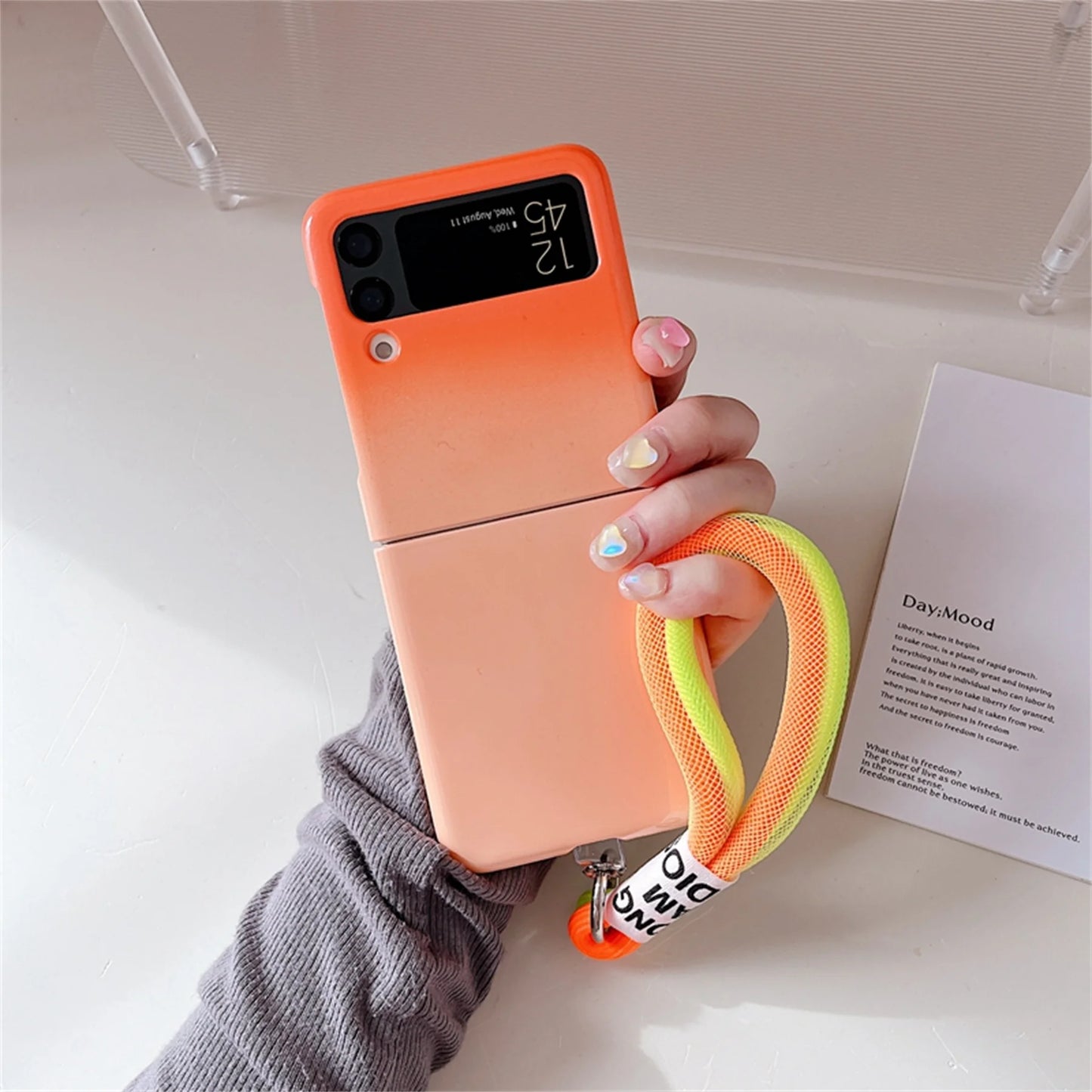 Wrist Rope Strap Case for Samsung Galaxy Z Flip Cover