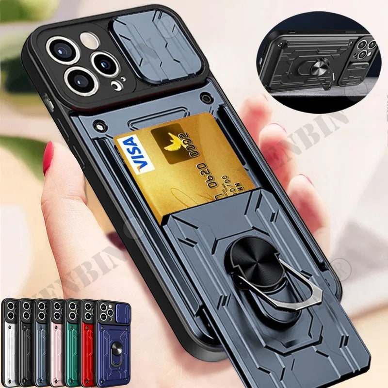 Case For iPhone 15 14 13 Pro Max Plus Card Slot Cover