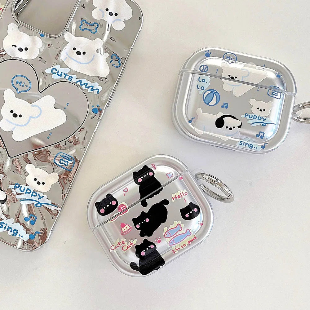 Silver Case For Airpods Pro 2 1 3 Cartoon attern Earphone