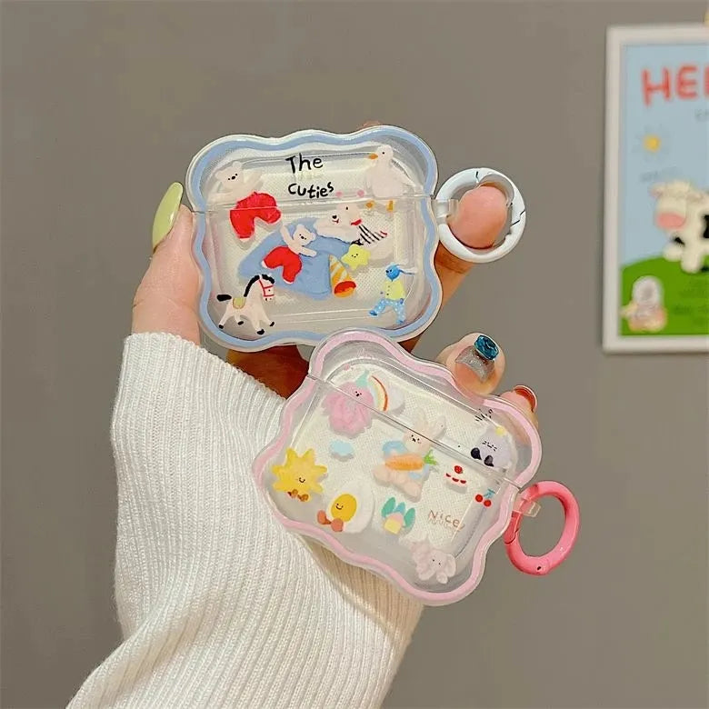 Cartoon Headphone Cover For Airpods 1 2 3 Earphone Case For Airpod Pro 2nd Keyring