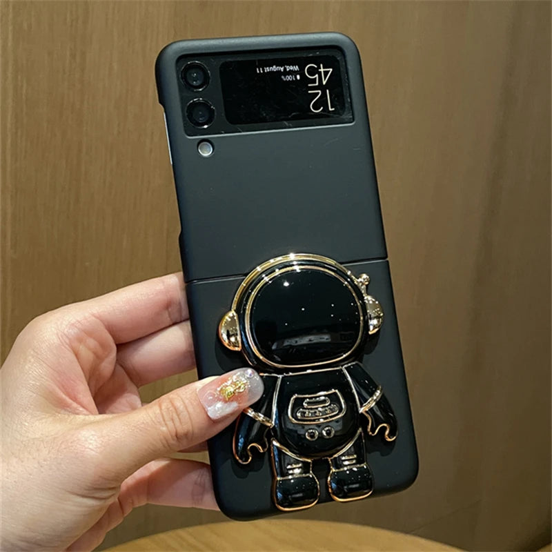 Cartoon Bracket Hard Phone Case For Samsung Galaxy Z Flip 5 3 4 Shockproof Back Cover